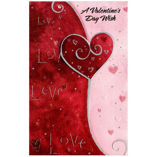 Swirly Silver Foil Heart: Valentine's Day Wish Valentine's Day Card: A Valentine's Day Wish