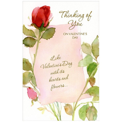 Long Stem Red Roses Valentine's Day Card: Thinking of You on Valentine's Day - Like Valentine's Day with its hearts and flowers…