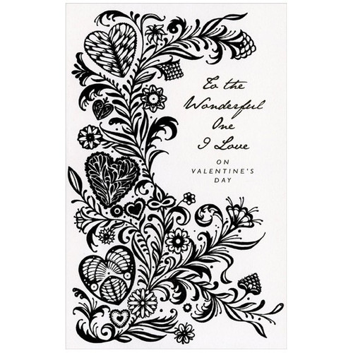 Black Vines, Hearts and Flowers: One I Love Valentine's Day Card: To the Wonderful One I Love on Valentine's Day