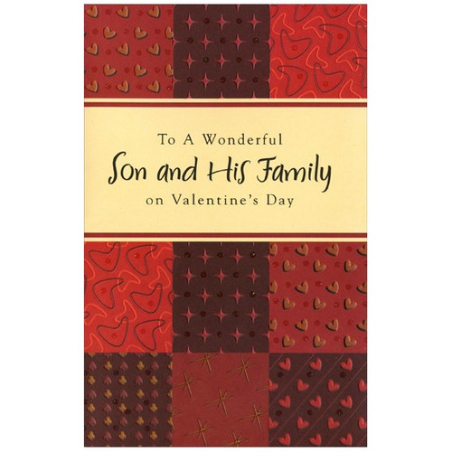 Earthtone Patchwork: Son Valentine's Day Card: To a Wonderful Son and His Family on Valentine's Day
