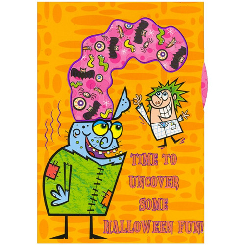 Mad Scientist, Monster and Brains Spinning Circle Interactive Juvenile Halloween Card for Boy: Time to Uncover Some Halloween Fun