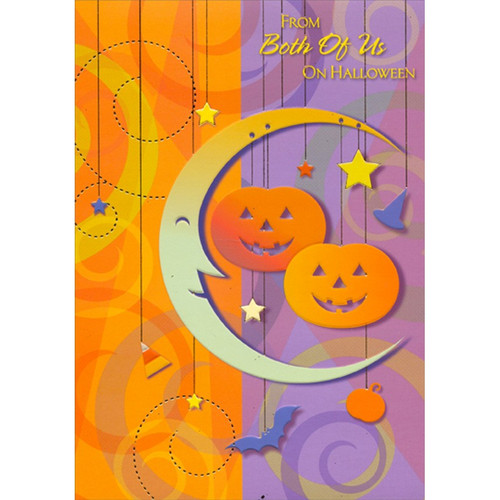 Crescent Moon and Two Pumpkins Halloween Card from Both of Us: From Both Of Us On Halloween