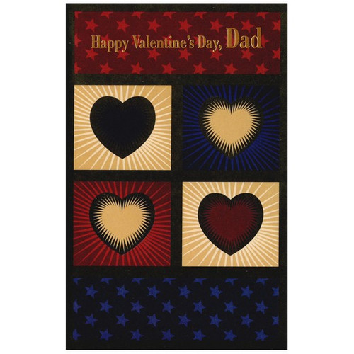 Earthtone Starburst Hearts: Dad Valentine's Day Card: Happy Valentine's Day, Dad