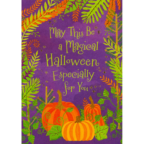 Magical Halloween : 3 Pumpkins Under Purple Sky Halloween Card Especially for You: May This Be a Magical Halloween Especially for You