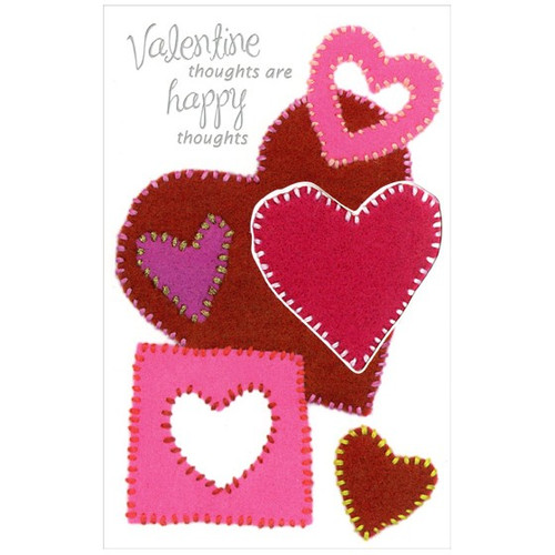 Heart Patches: Happy Thoughts Valentine's Day Card: Valentine thoughts are happy thoughts