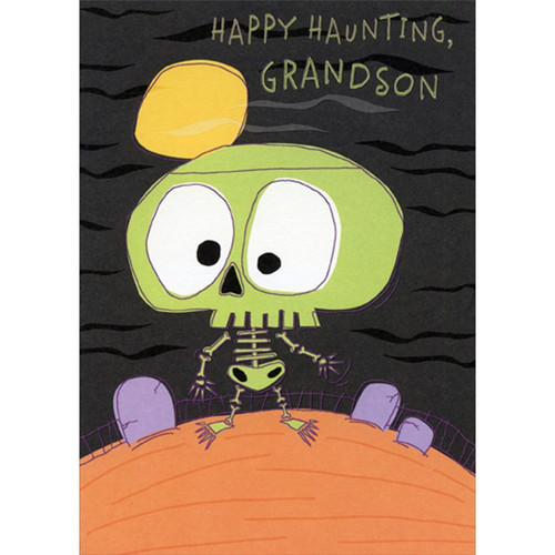 Happy Haunting : Light Green Skeleton Juvenile Halloween Card for Grandson: Happy Haunting, Grandson