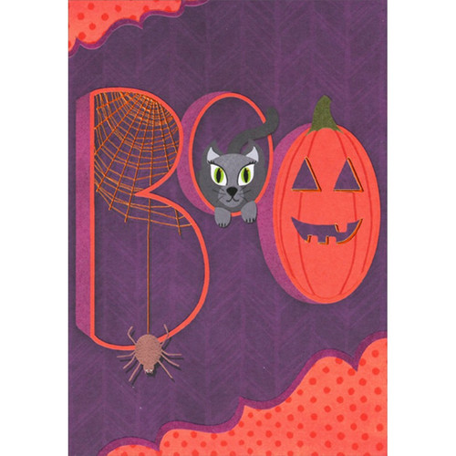 Boo : Cat Inside Letter 'O' Halloween Card from the Cat: Boo