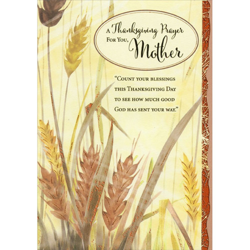 Wheat Field : Count Your Blessings Religious Thanksgiving Card for Mother: A Thanksgiving Prayer For You, Mother - “Count your blessings this Thanksgiving Day to see how much good God has sent your way.”