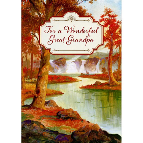 Waterfall and Stream Running Through Forest Thanksgiving Card for Great-Grandpa: For a Wonderful Great-Grandpa
