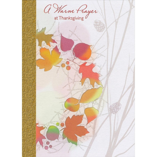 A Warm Prayer : Colorful Leaves Over Sparkling Lines Religious Thanksgiving Card: A Warm Prayer at Thanksgiving