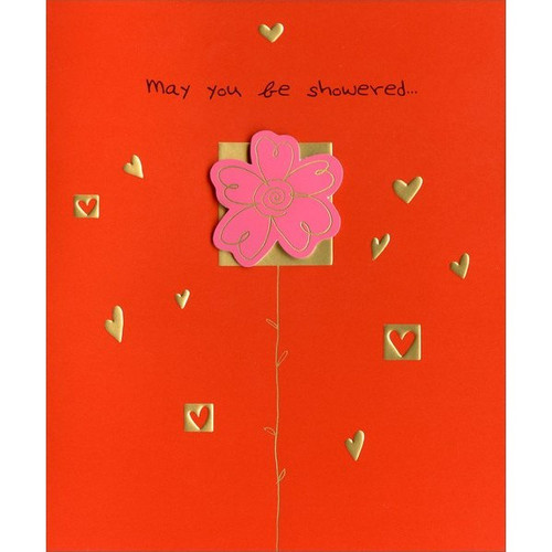 Flower Tip-on with Gold Foil Hearts Valentine's Day Card: May you be showered…