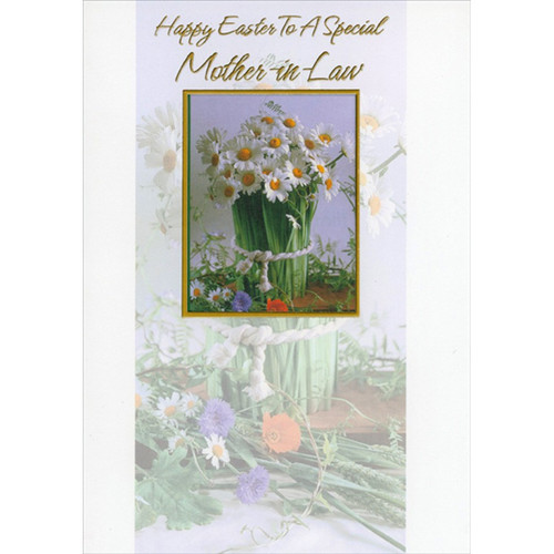 Daisies Inside Gold Foil Trimmed Die Cut Window Mother-in-Law Easter Card: Happy Easter to a Special Mother-in-Law