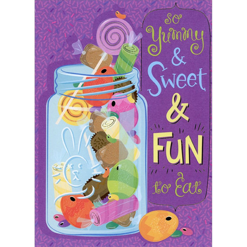 Jar of Candy : Purple Background and Sprinkles : Yummy and Sweet Easter Card for Teen : Teenage Girl: So Yummy and Sweet and Fun to Eat