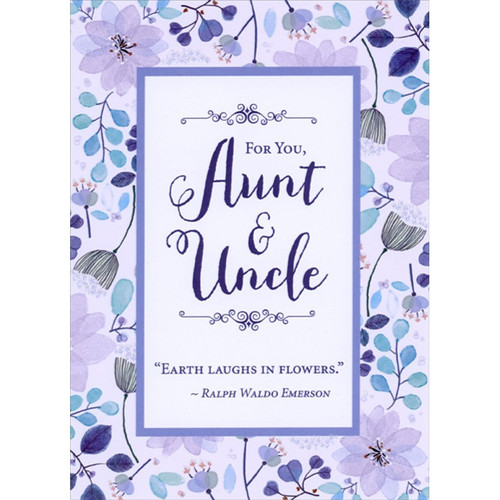 Earth Laughs in Flowers : Pastel Floral Border Aunt and Uncle Easter Card: For You, Aunt and Uncle - “Earth Laughs in Flowers.” ~ Ralph Waldo Emerson