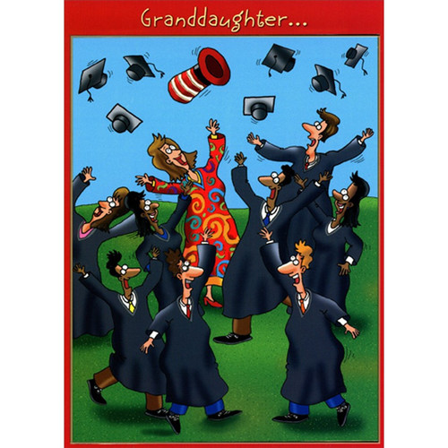 Granddaughter in Colorful Graduation Gown Funny / Humorous Graduation Card: Granddaughter…