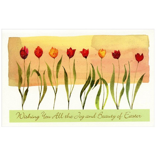 Eight Glitter Accented Tulips Easter Card: Wishing You All the Joy and Beauty of Easter