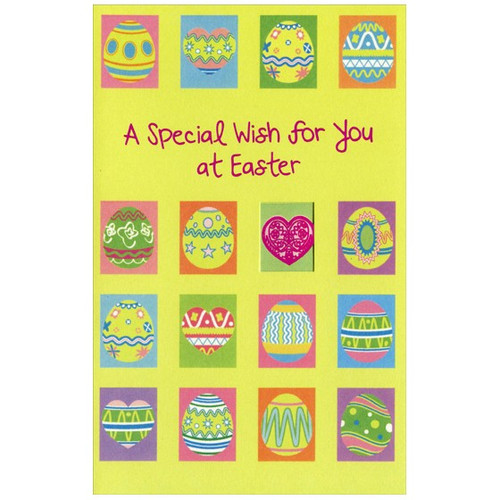 Decorated Eggs Panels with Die Cut Window Easter Card: A Special Wish for You at Easter