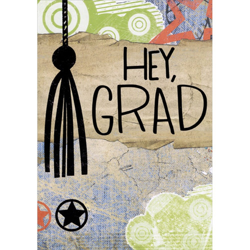 Hey Grad : Shiny Black Tassel High School Graduation Congratulations Card: Hey, Grad