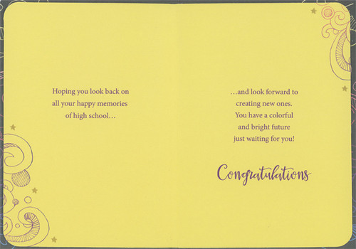 Neon Colored Grad Cap on Black High School Graduation Congratulations ...