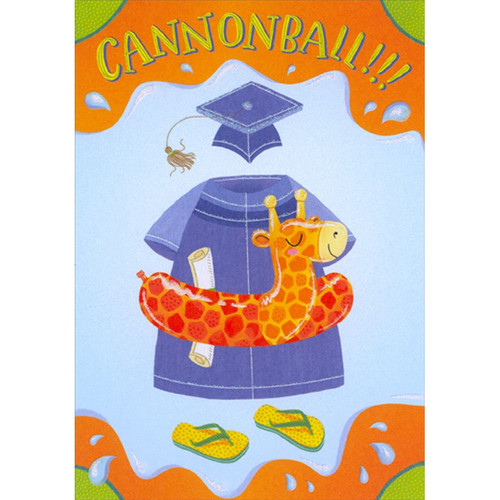 Cannonball : Grad Gown : Giraffe Swim Ring Kindergarten Graduation Congratulations Card: Cannonball!!!