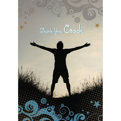 Athlete Standing On Hill : Silhouette Coach Thank You Card: Thank You, Coach