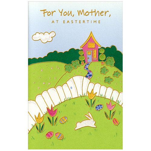 Pink Home and White Fence: Mother Easter Card: For You, Mother, at Eastertime