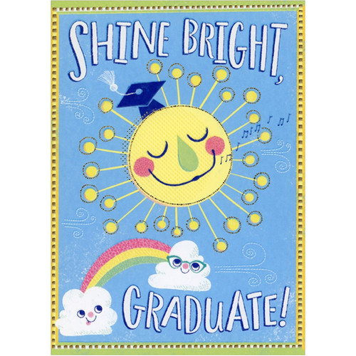 Shine Bright : Silly Face Sun and Clouds Preschool Graduation Congratulations Card: Shine Bright, Graduate!