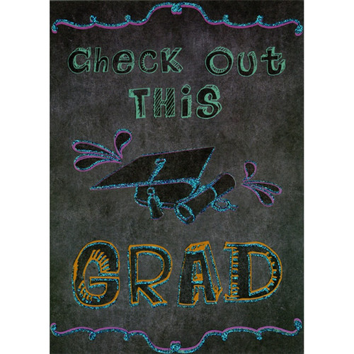 Check Out This Grad Blue Glitter Junior High Graduation Congratulations Card: Check Out This Grad