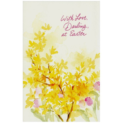 Yellow and Pink Watercolor Flowers: Darling Easter Card: With Love, Darling, at Easter