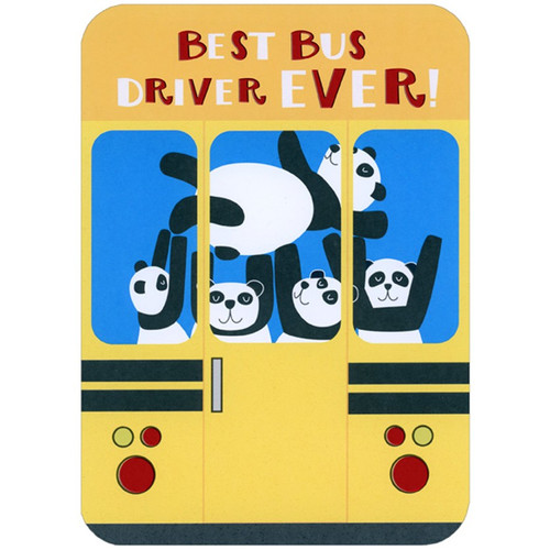 Pandas In Back Window of Bus : Juvenile / Kids Best Bus Driver Thank You Card: Best Bus Driver Ever!