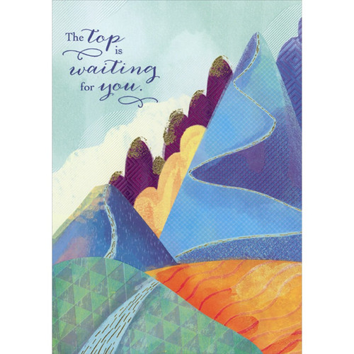 The Top Is Waiting for You : Abstract Mountains College Graduation Congratulations Card: The top is waiting for you.