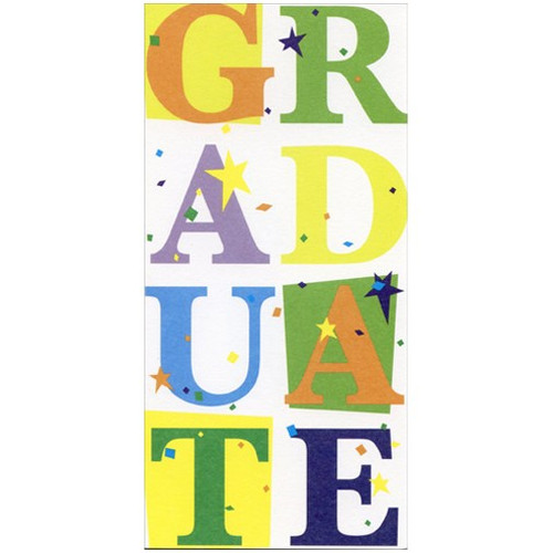 Large Letters, Stars, Confetti Graduation Money Holder: Graduate