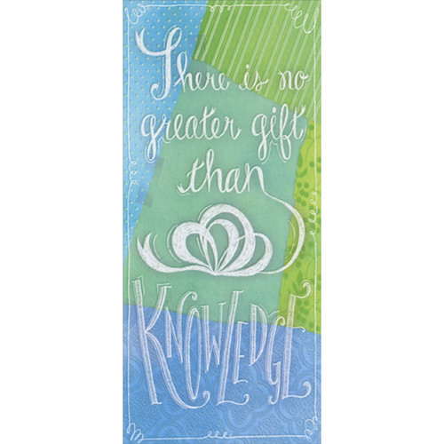 No Greater Gift Than Knowledge : White Bow Money Holder / Gift Card Holder Graduation Congratulations Card: There is no greater gift than Knowledge