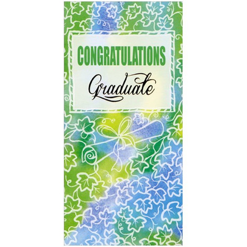 Green, Blue and White Floral Graduation Money Holder: Congratulations Graduate