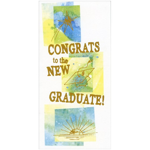 Gold Foil Star, Diploma and Sun Graduation Money Holder: Congrats to the New Graduate!