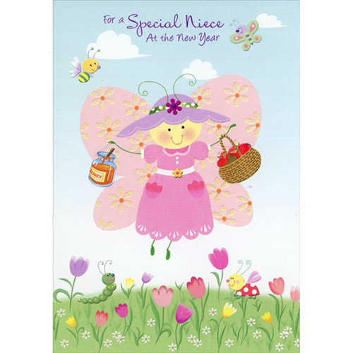 Bee in Sun Hat Holding Basket Rosh Hashanah / Jewish New Year Card for Niece: For a Special Niece At the New Year