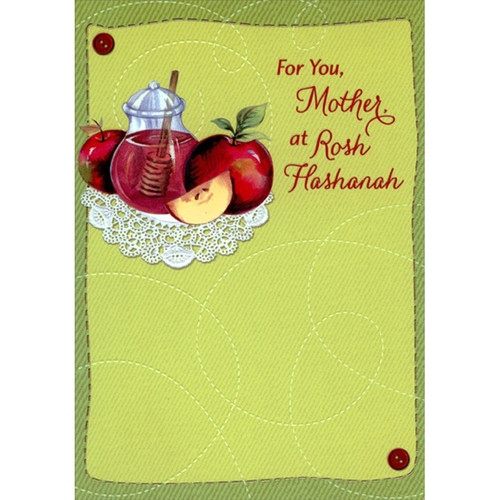 Glass Honey Jar and Apples on Lace Doily Rosh Hashanah / Jewish New Year Card for Mother: For You, Mother, at Rosh Hashanah