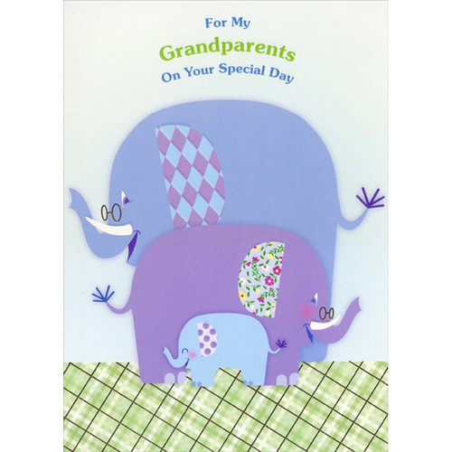 Three Blue and Purple Elephants Juvenile Grandparent's Day Card: For My Grandparents On Your Special Day