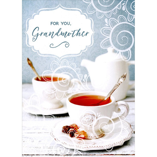 Two Cups of Tea : White Teapot Grandparent's Day Card for Grandmother: For you, Grandmother