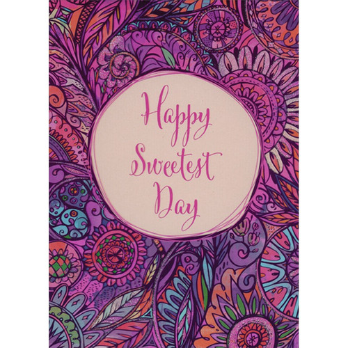 Pink and Purple Shimmering Wildflower Border Sweetest Day Card: Happy Sweetest Day