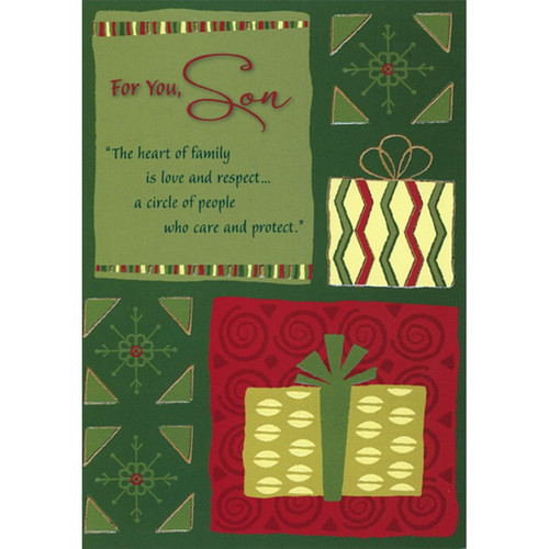 The Heart of Family is Love and Respect African American Christmas Card for Son: For You, Son - The heart of family is love and respect… a circle of people who care and protect.