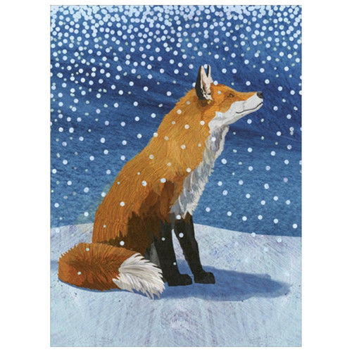 Fox Moment in Falling Snowflakes Box of 10 Christmas Cards