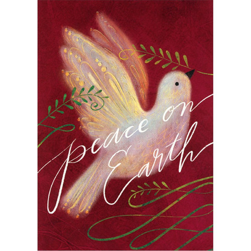 Peace on Earth : Dove on Brown Christmas Card: peace on Earth