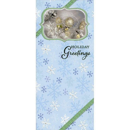 Holiday Greetings on Blue with Snowflakes - Christmas Money / Gift Card Holder: Holiday Greetings