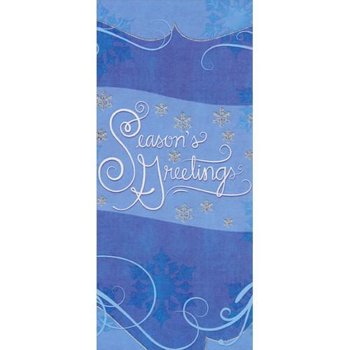 Season's Greetings Snowflakes on Blue - Christmas Money / Gift Card Holder: Season's Greetings