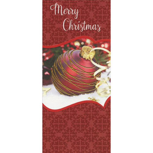 Red Ornament with Gold Foil Christmas Money / Gift Card Holder: Merry Christmas