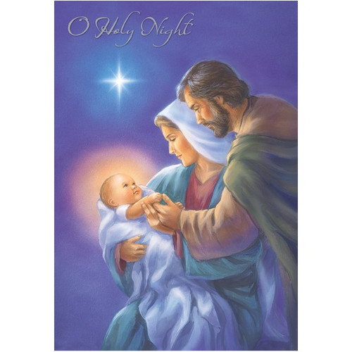 Mary and Joseph Craddling Jesus Religious Christmas Card: O Holy Night