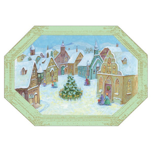 Village Die Cut Edges Christmas Card