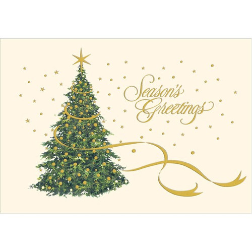 Gold Foil on Christmas Tree Christmas Card: Season's Greetings