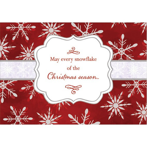 Snowflakes on Red Christmas Card: May every snowflake of the Christmas season…